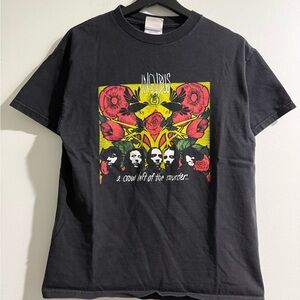 Vintage Incubus Black Tee with Red & Yellow Floral Graphic